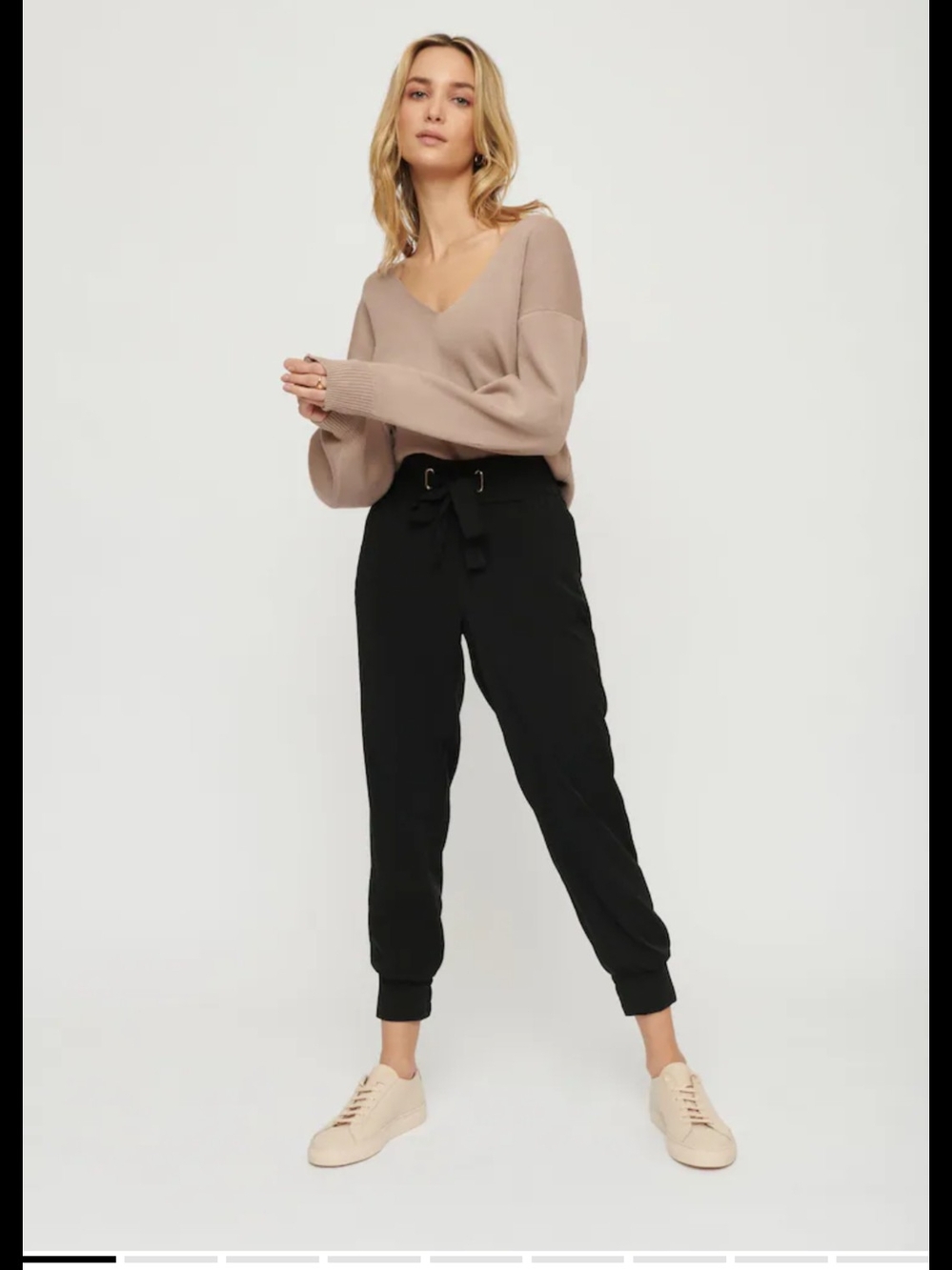 New Dynamite Sacha Black Tie-Waist Jogger Pants